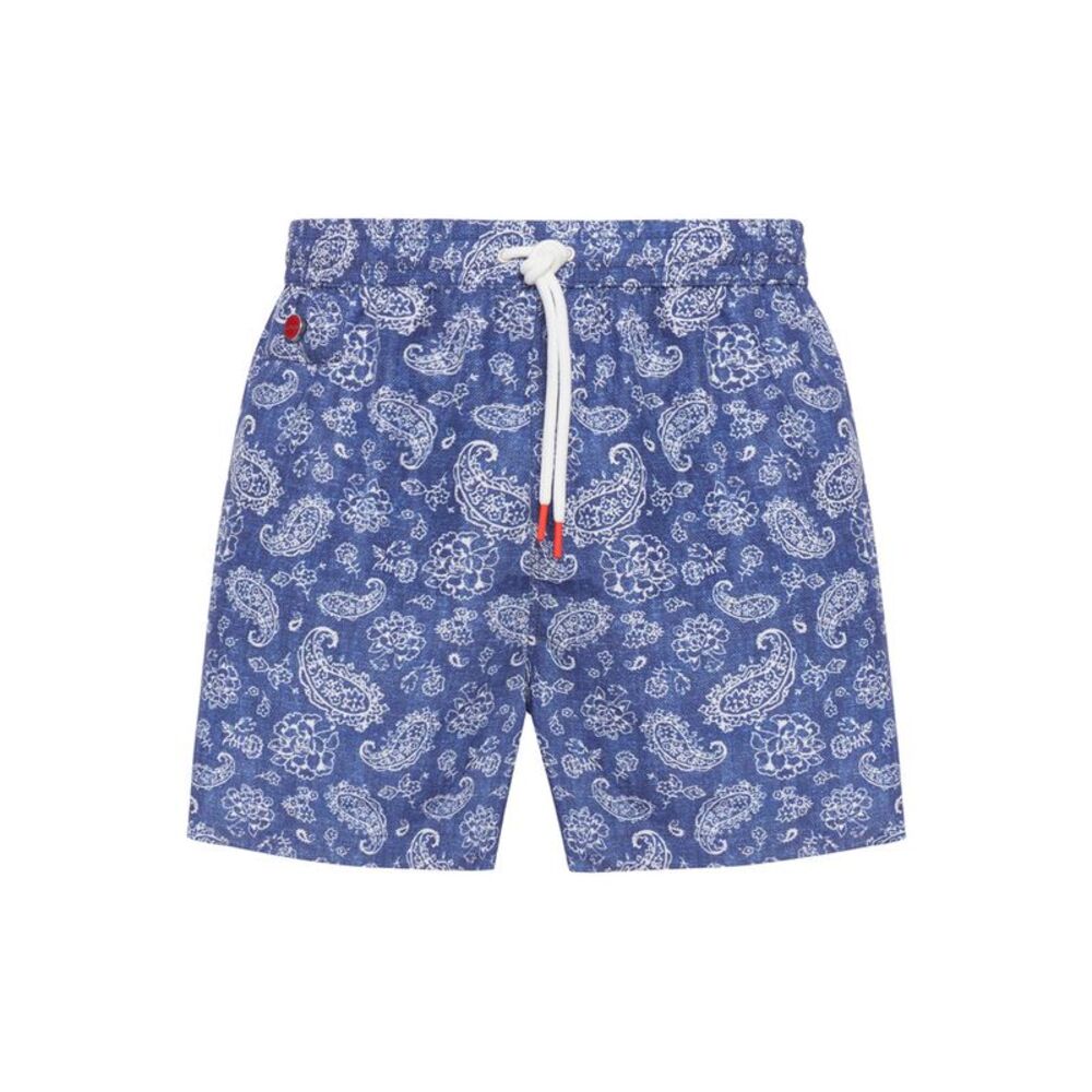 Kiton Men Swimsuit In Technical Fabric With All-Over Graphics